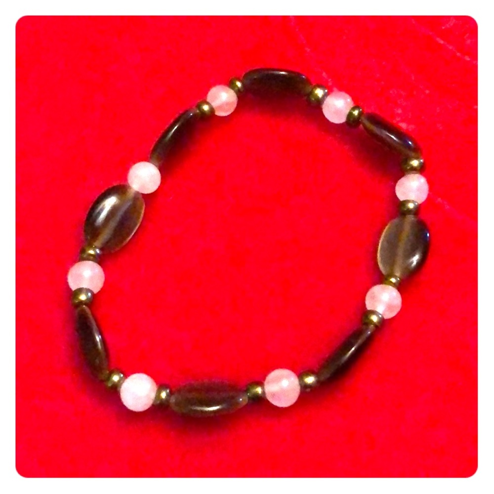 Tiger eye & Rose Quartz bracelet, 18cm stretches